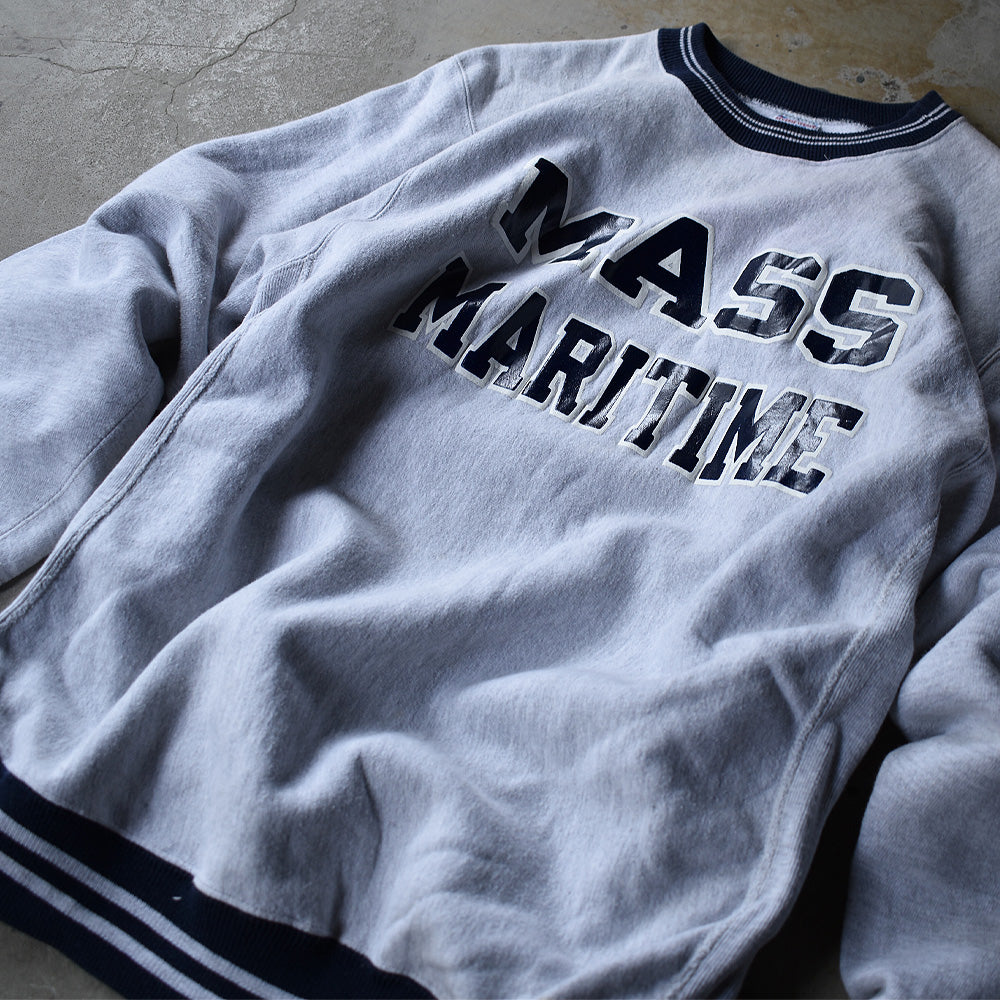 90's　Champion/チャンピオン “MASS MARITIME” 配色リブ RWスウェット　USA製　221014