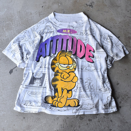 80's Garfield/ガーフィールド "MR.ATTITUDE" AOP Tee USA製 220512