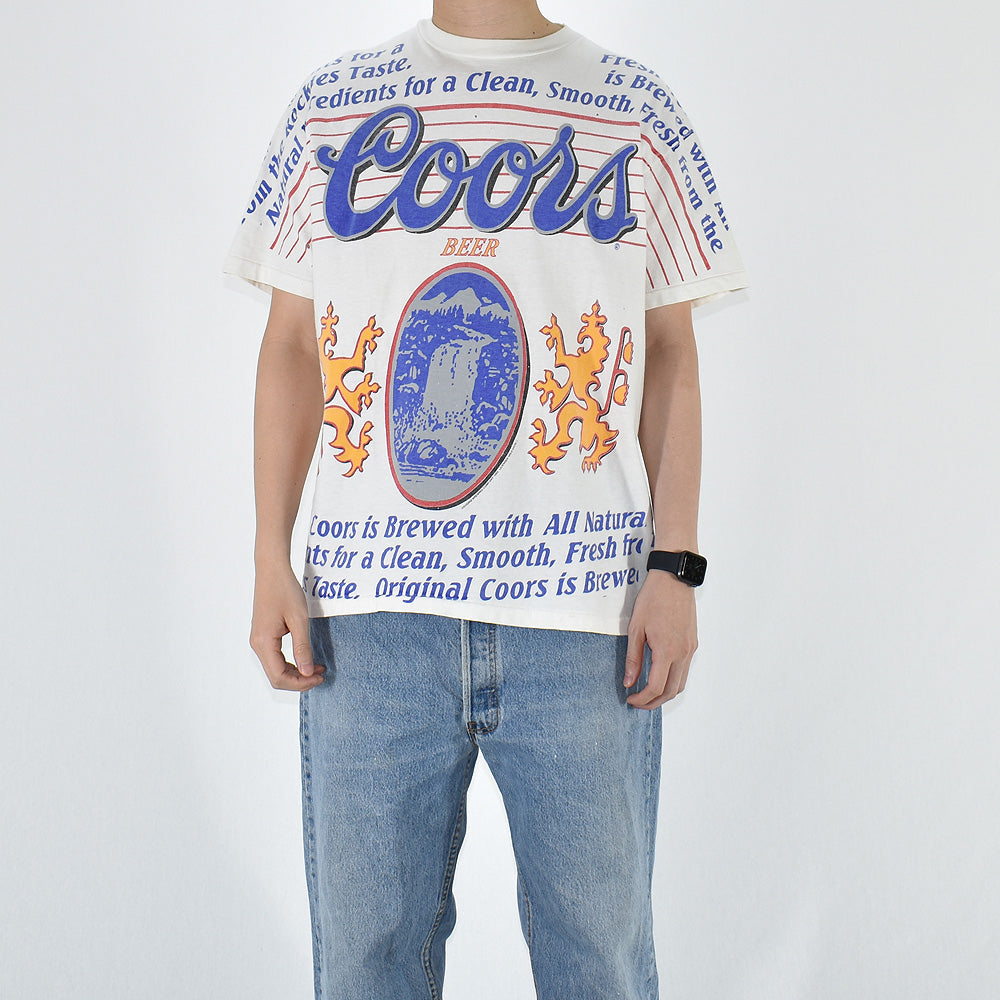 90's　Coors/クアーズ “BEER” AOP Tee　USA製　220429
