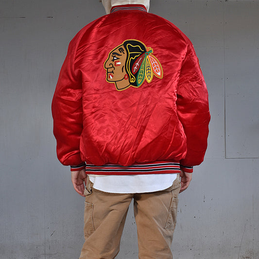 90’s デッドストック！ “NHL Chicago Blackhawks” スタジャン アワードジャケット 230107