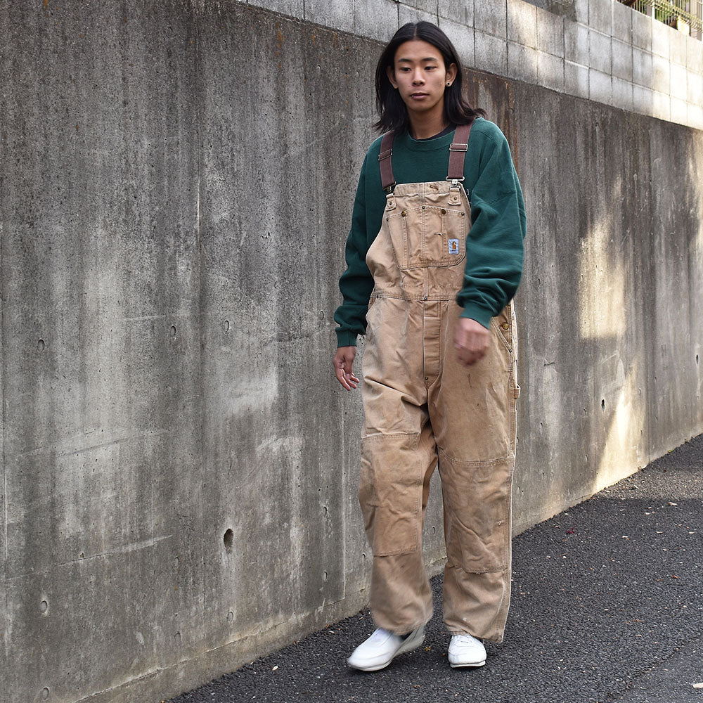 90's Carhartt/カーハート ダブルニー ブラウンダック オーバーオール