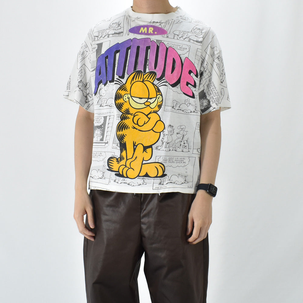 80's　Garfield/ガーフィールド "MR.ATTITUDE" AOP Tee　 USA製　220512