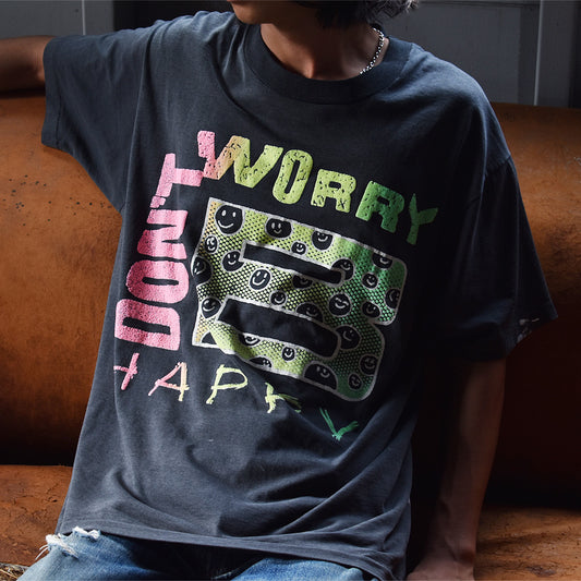 90's　“DON’T WORRY BE HAPPY” メッセージTee　USA製　220729