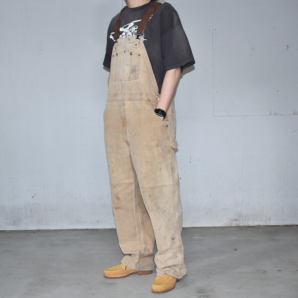 90's　Carhartt/カーハート ダブルニー ブラウンダック オーバーオール　220419