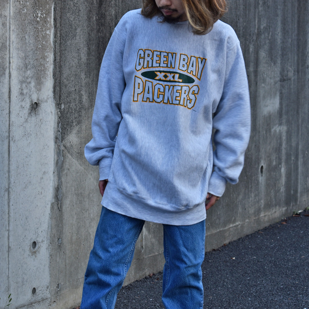 90's　Champion/チャンピオン “NFL GREEN BAY PACKERS” 3段プリント RWスウェット　221028