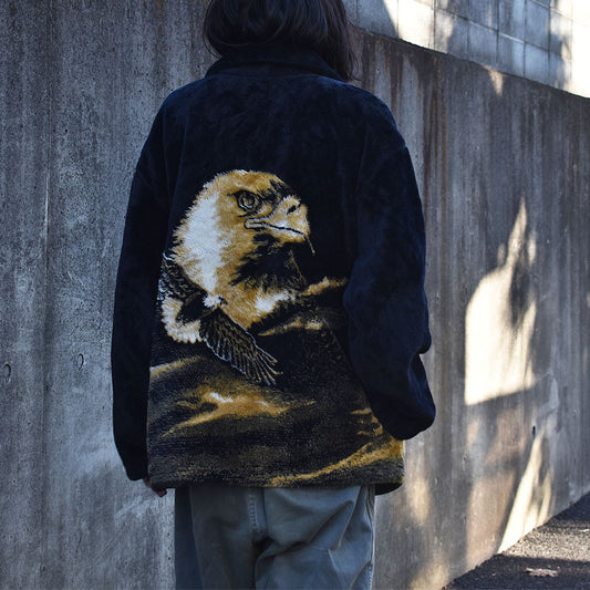 90’s Milton Funwear アニマル柄 Eagle フルジップ フリースジャケット 230101