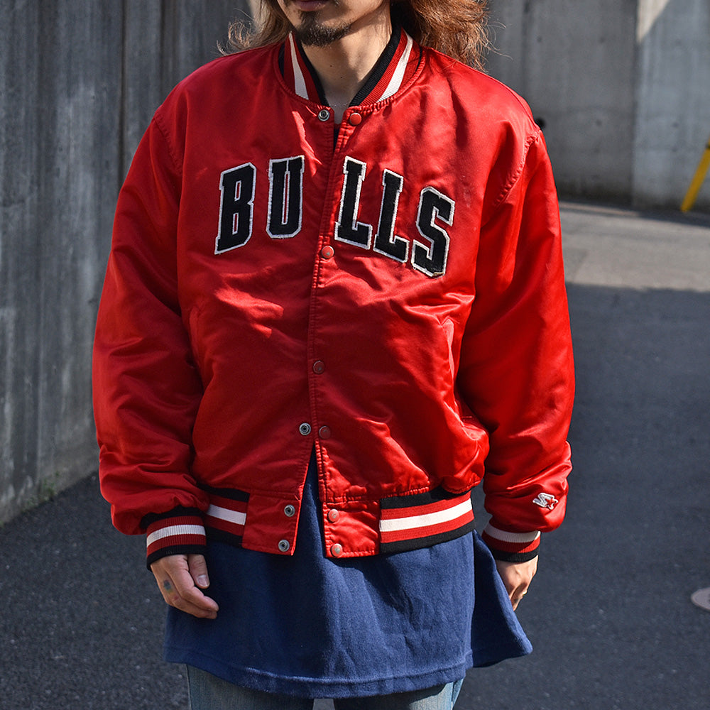 80's　STARTER "NBA Chicago Bulls" ナイロン アワードジャケット　USA製　230401