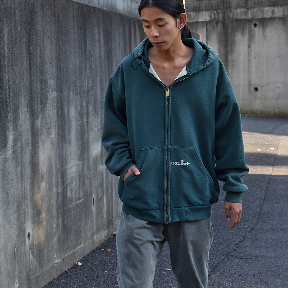 90's Carhartt/カーハート 裏サーマル フルジップ パーカー USA製