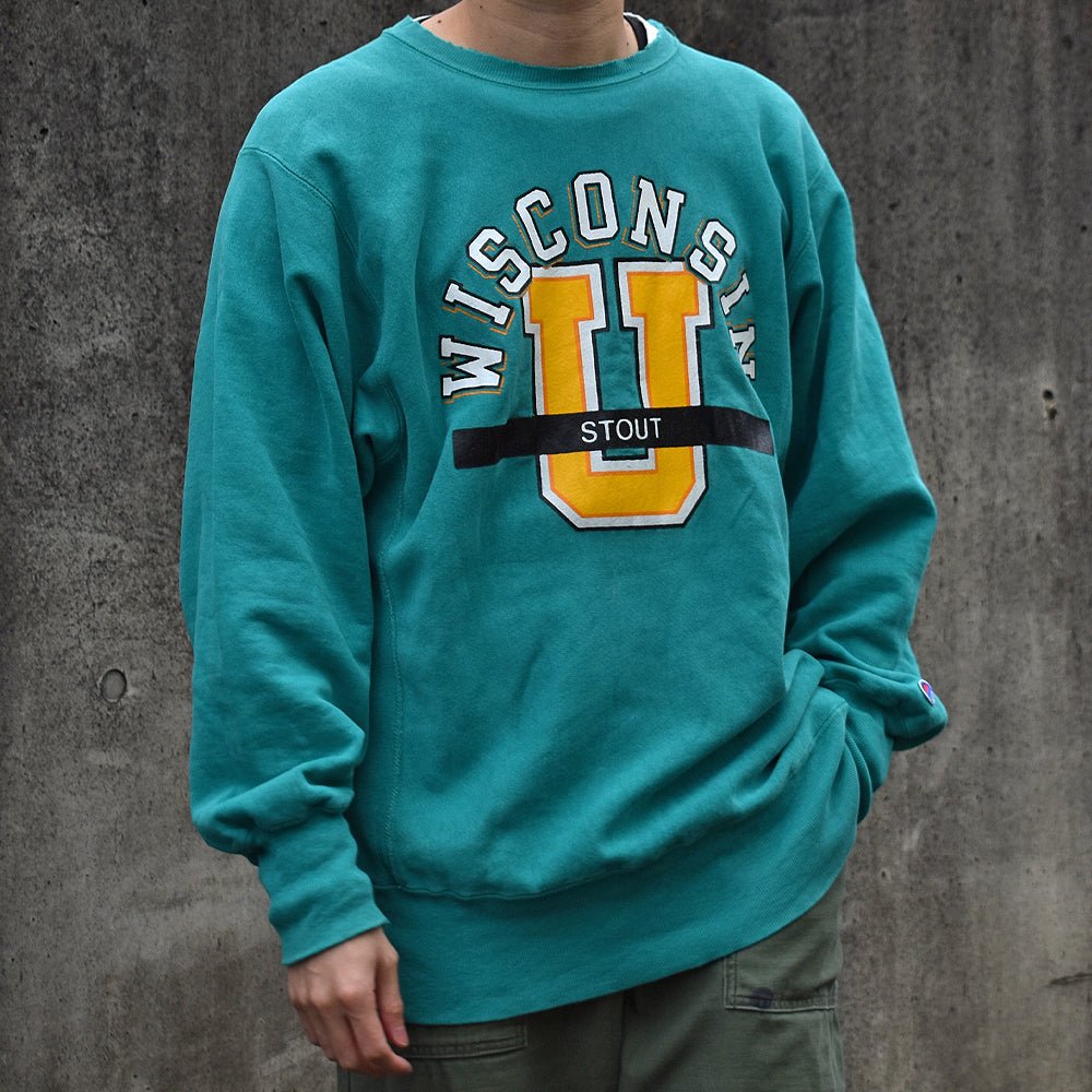 90's　Champion/チャンピオン “WISCONSIN U STOUT” RWスウェット　USA製　221201