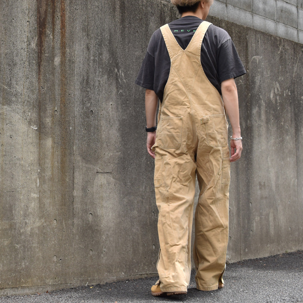 carhartt 90’s ベージュダックオーバーオール　八分丈　ダブルニー　L